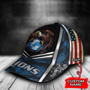 Custom Name NFL Detroit Lions Baseball Cap Print 3