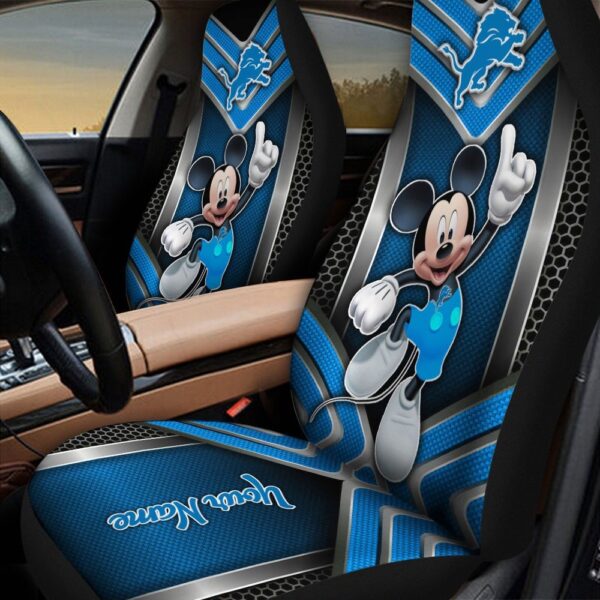 Custom Name NFL Detroit Lions Mickey Mouse Car Seat Covers