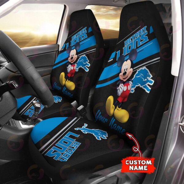 Custom Name NFL Detroit Lions Mickey Mouse Car Seat Covers