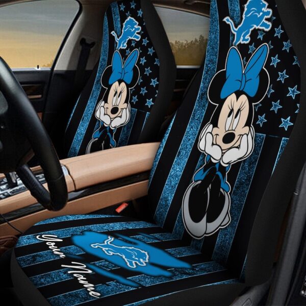 Custom Name NFL Detroit Lions Minnie Mouse Car Seat Covers