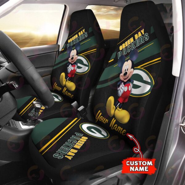 Custom Name NFL Green Bay Packers Mickey Mouse Car Seat Covers