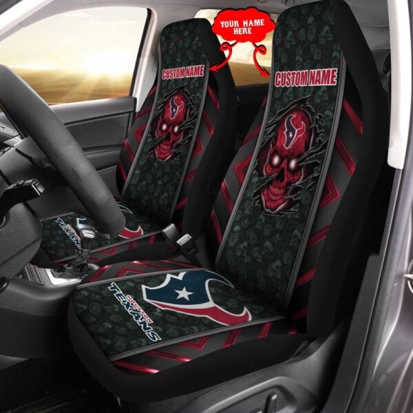 Custom Name NFL Houston Texans Skull Car Seat Covers