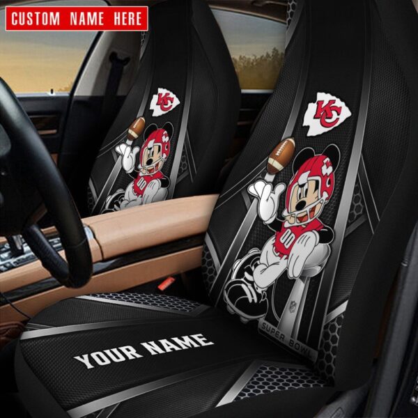 Custom Name NFL Kansas City Chiefs Mickey Mouse Car Seat Covers