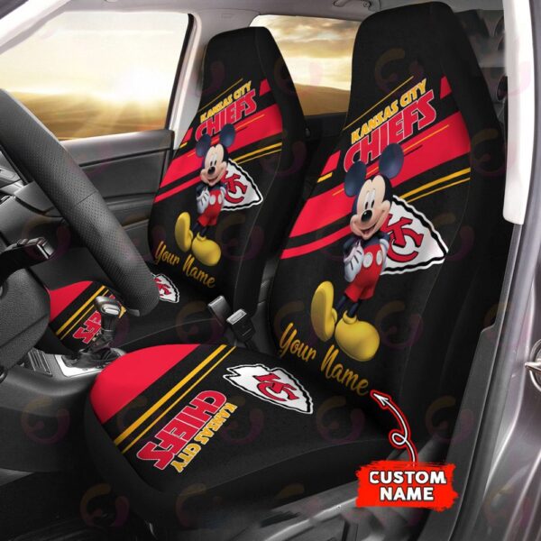 Custom Name NFL Kansas City Chiefs Mickey Mouse Car Seat Covers