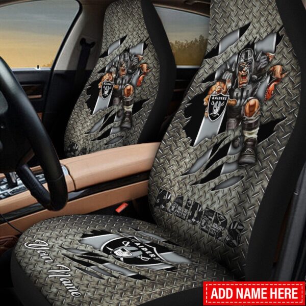 Custom Name NFL Las Vegas Raiders Mascot Car Seat Covers