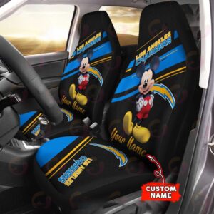 Custom Name NFL Los Angeles Chargers Mickey Mouse Car Seat Covers