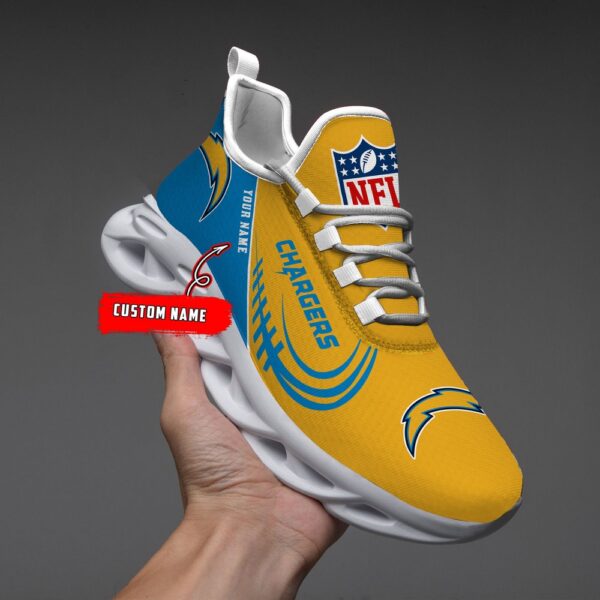 Custom Name NFL Los Angeles Chargers Sport Max Soul Shoes