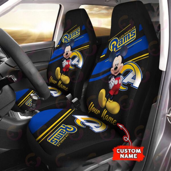 Custom Name NFL Los Angeles Rams Mickey Mouse Car Seat Covers