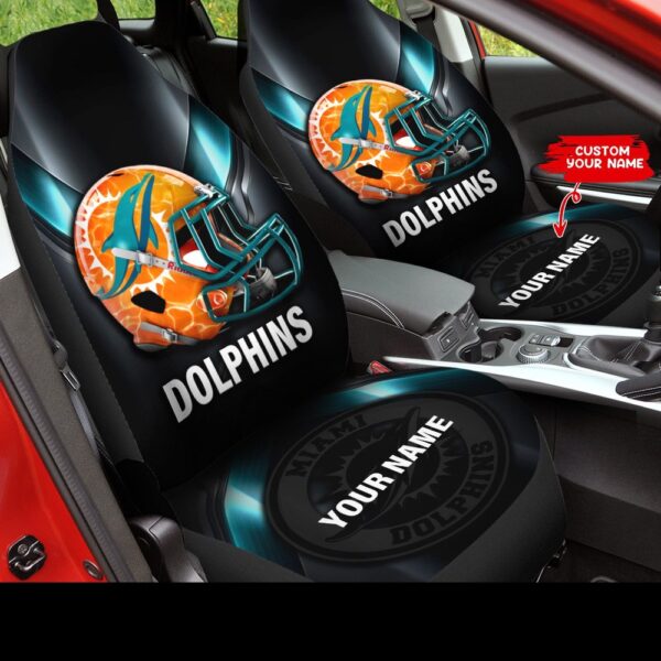 Custom Name NFL Miami Dolphins Car Seat Covers