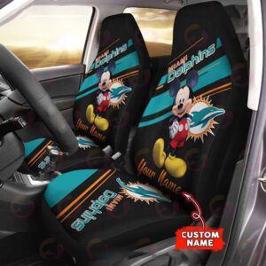 Custom Name NFL Miami Dolphins Mickey Mouse Car Seat Covers