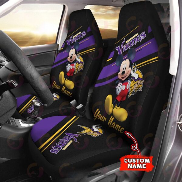 Custom Name NFL Minnesota Vikings Mickey Mouse Car Seat Covers