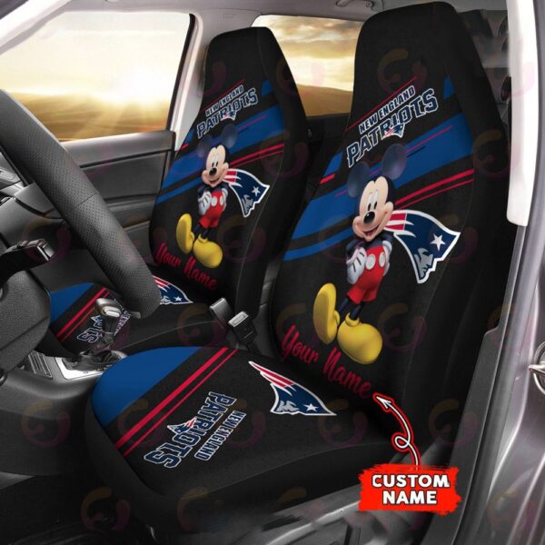 Custom Name NFL New England Patriots Mickey Mouse Car Seat Covers