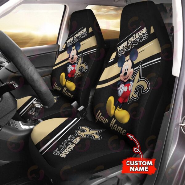 Custom Name NFL New Orleans Saints Mickey Mouse Car Seat Covers