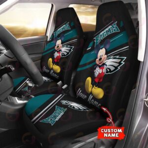 Custom Name NFL Philadelphia Eagles Mickey Mouse Car Seat Covers