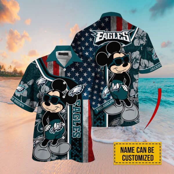 Custom Name NFL Philadelphia Eagles Mickey Mouse Hawaiian Shirt