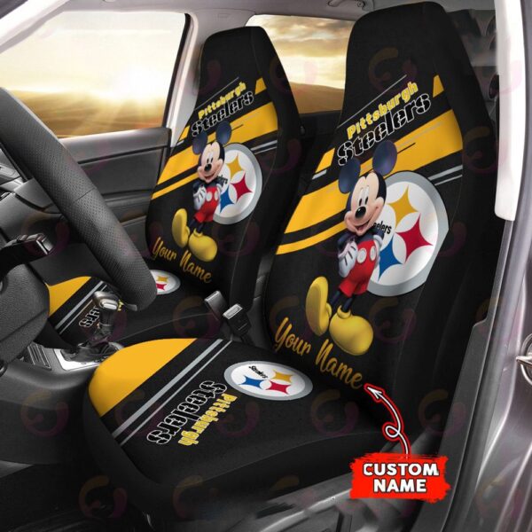 Custom Name NFL Pittsburgh Steelers Mickey Mouse Car Seat Covers