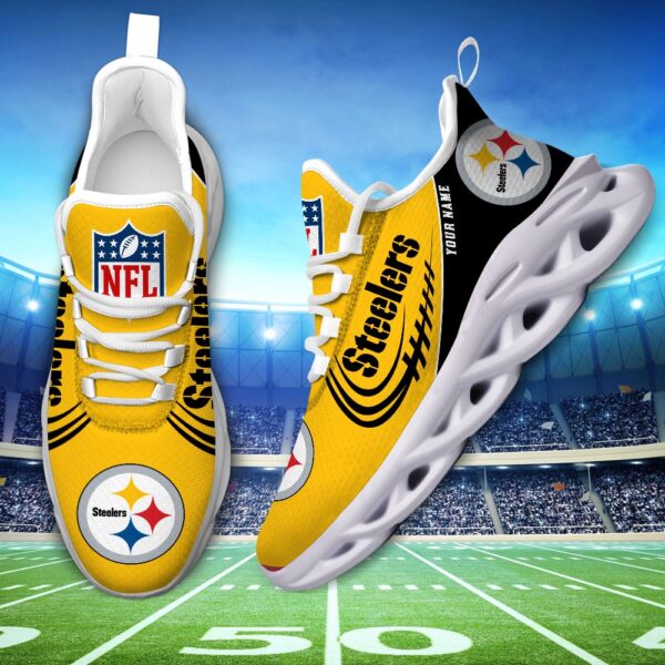 Custom Name NFL Pittsburgh Steelers Sport Max Soul Shoes