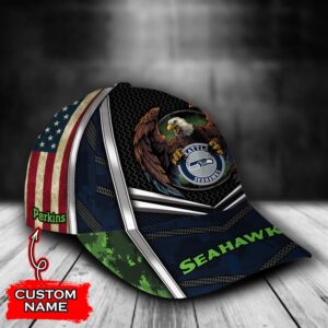 Custom Name NFL Seattle Seahawks Baseball Cap Print 2