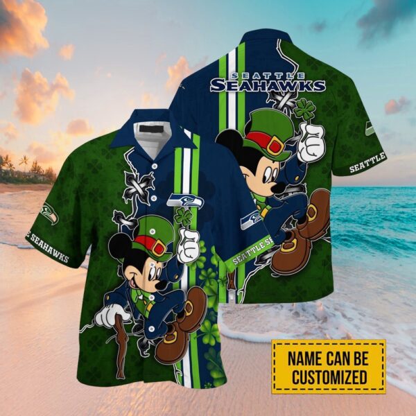 Custom Name NFL Seattle Seahawks Mickey Mouse Hawaiian Shirt