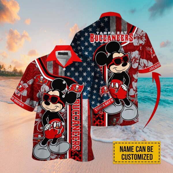 Custom Name NFL Tampa Bay Buccaneers Mickey Mouse Tropical Hawaiian Shirt