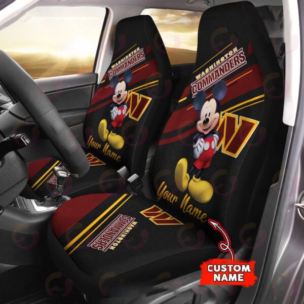 Custom Name NFL Washington Commanders Mickey Mouse Car Seat Covers