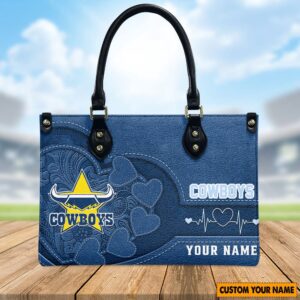 Custom Name NRL North Queensland Cowboys Women Leather Handbag