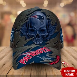 Custom Name New England Patriots NFL Skull Baseball Cap