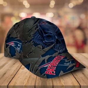 Custom Name New England Patriots NFL Skull Baseball Cap 2