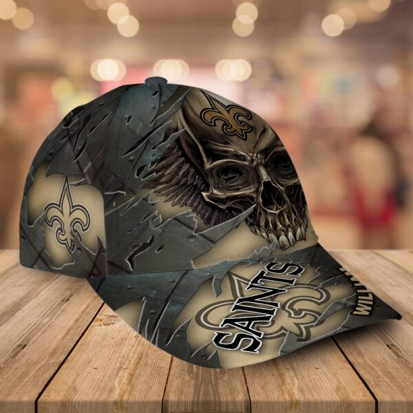 Custom Name New Orleans Saints NFL Skull Baseball Cap