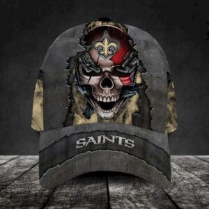 Custom Name New Orleans Saints NFL Skull Chain Baseball Classic Cap 1