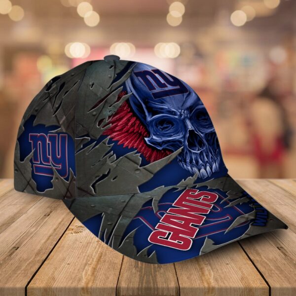 Custom Name New York Giants NFL Skull Baseball Cap