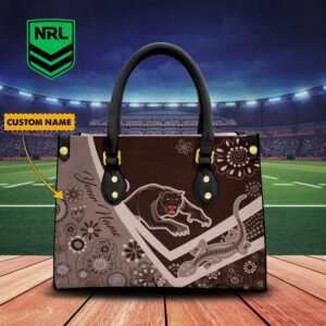 Custom Name Penrith Panthers NRL Women Leather Handbag