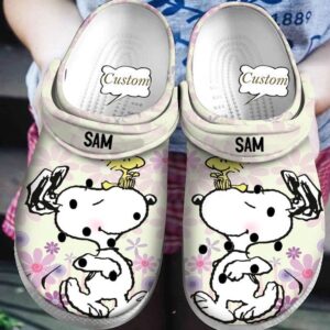 Custom Name Snoopy  Comfortable Clogs Shoes For Men Women