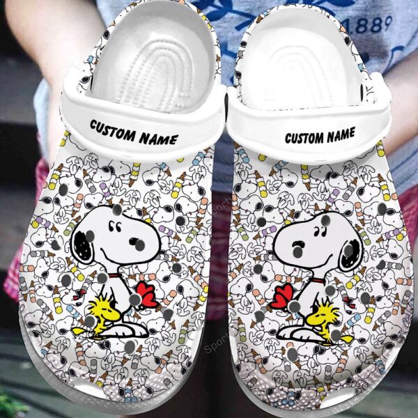 Custom Name  Snoopy White Clogs Shoes For Men Women