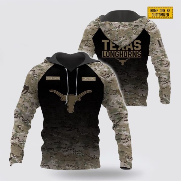 Custom Name Texas Longhorns NCAA All Over Print Hoodie Shirt