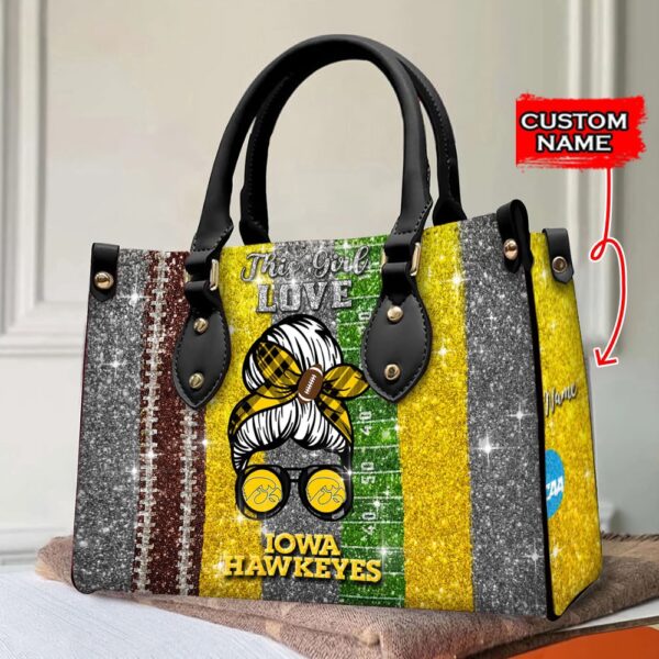 Custom Name This Girl Love Iowa Hawkeyes NCAA Women Leather Hand Bag