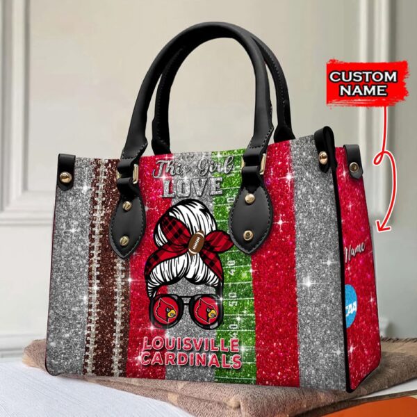 Custom Name This Girl Love Louisville Cardinals NCAA Women Leather Hand Bag