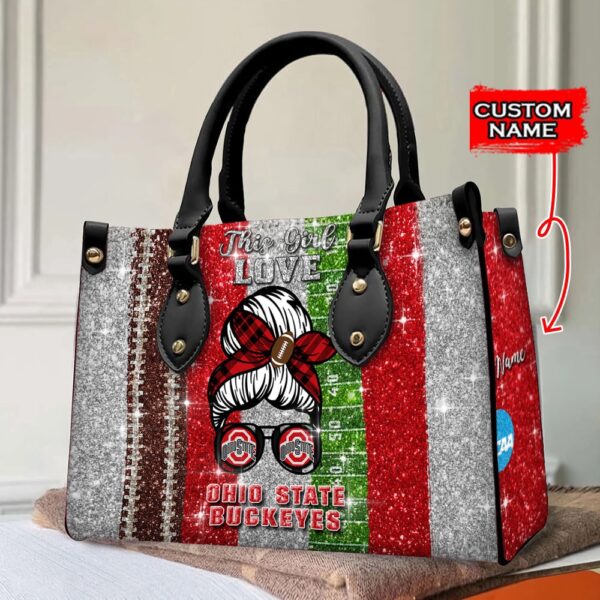 Custom Name This Girl Love Ohio State Buckeyes NCAA Women Leather Hand Bag