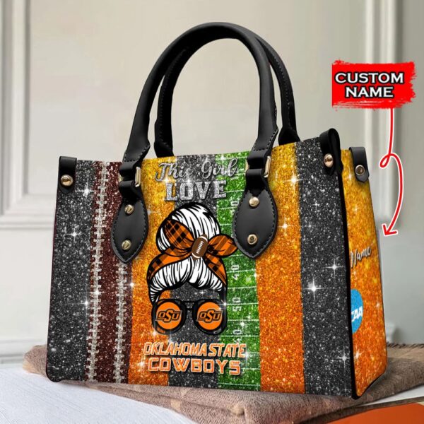 Custom Name This Girl Love Oklahoma State Cowboys NCAA Women Leather Hand Bag