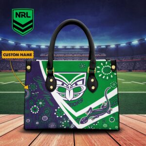 Custom Name Warriors NRL Women Leather Handbag