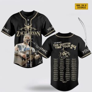 Custom Name Zach Bryan The Quittin Time Tour 2024 Baseball Jersey Shirt