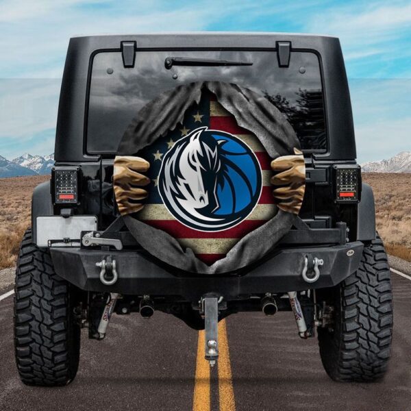 Dallas Mavericks American Flag Spare Tire Cover Gift For Campers