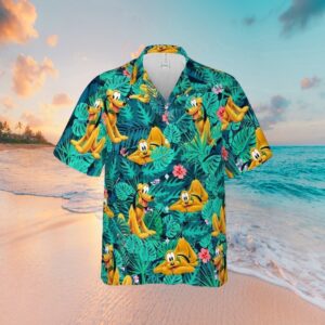 Disney Pluto Dog Leave Tropical Hawaiian Shirt