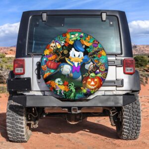 Donald Duck Pumpkin Bats Halloween Is Coming Car Spare Tire Cover