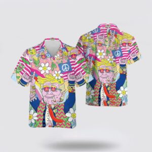 Funny Hippie Trump Hawaiian Shirt