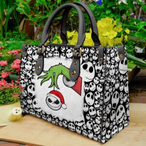 Jack Skellington Cartoon Pattern 3D Leather Handbag