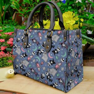 Jack Skellington Cartoon Pattern Women Leather Handbag