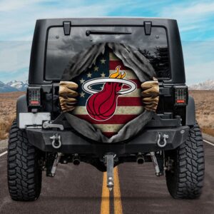 Miami Heat American Flag Spare Tire Cover Gift For Campers