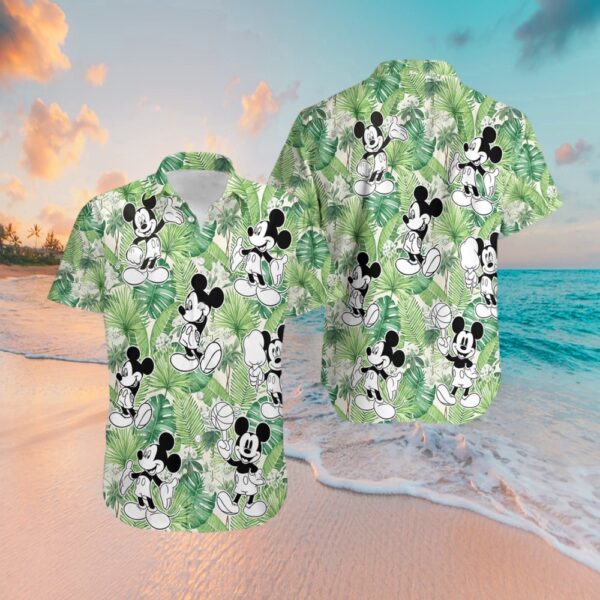 Mickey Mouse Leave Tropical Pattern Hawaiian Shirt