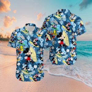 Mickey Mouse Sufing On Beach Hawaiian Shirt